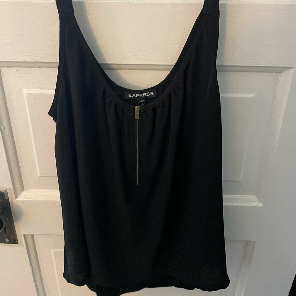 Black express tank top with zipper detail
